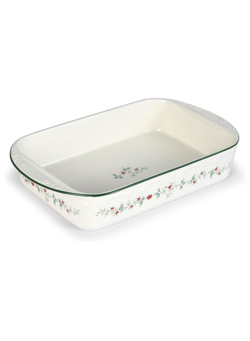 Pfaltzgraff Winterberry Rectangular Baker, 13 Inch, White - Image 1