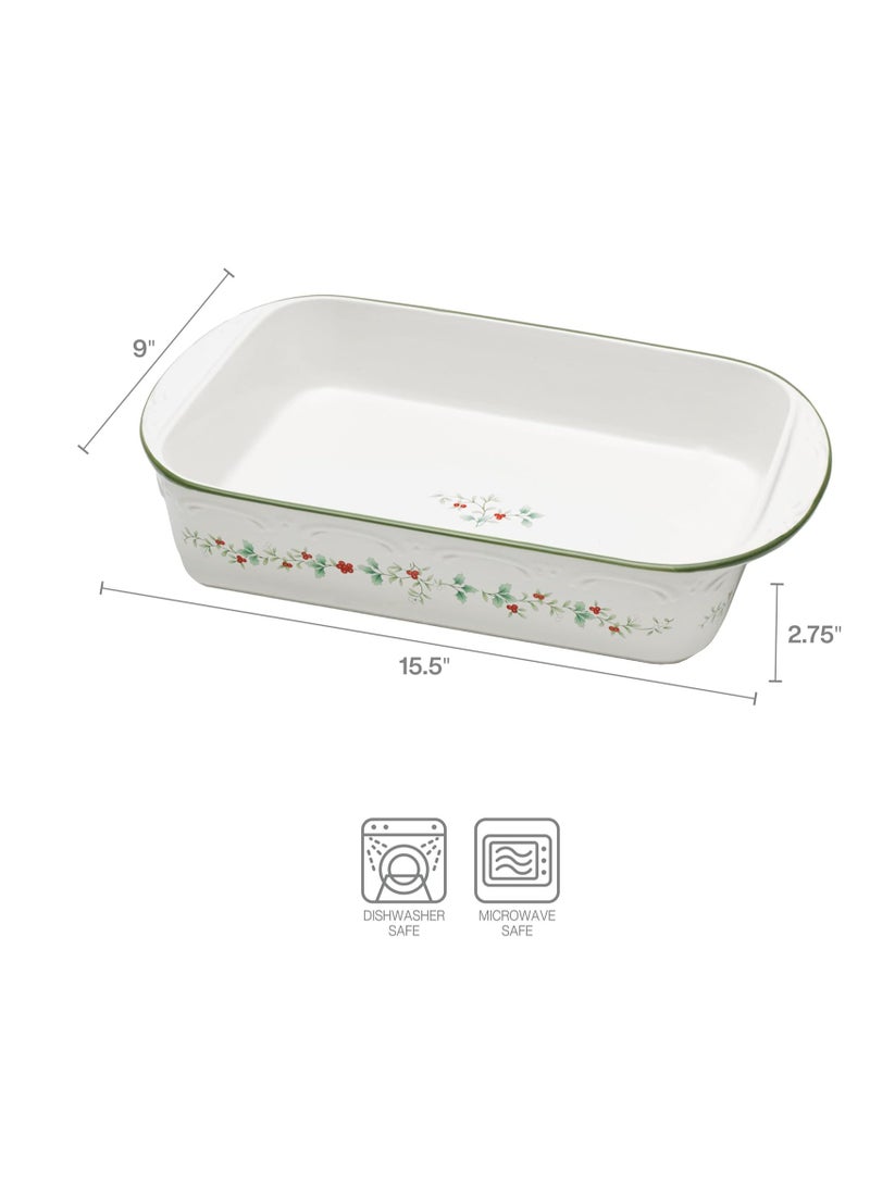 Pfaltzgraff Winterberry Rectangular Baker, 13 Inch, White - Image 3