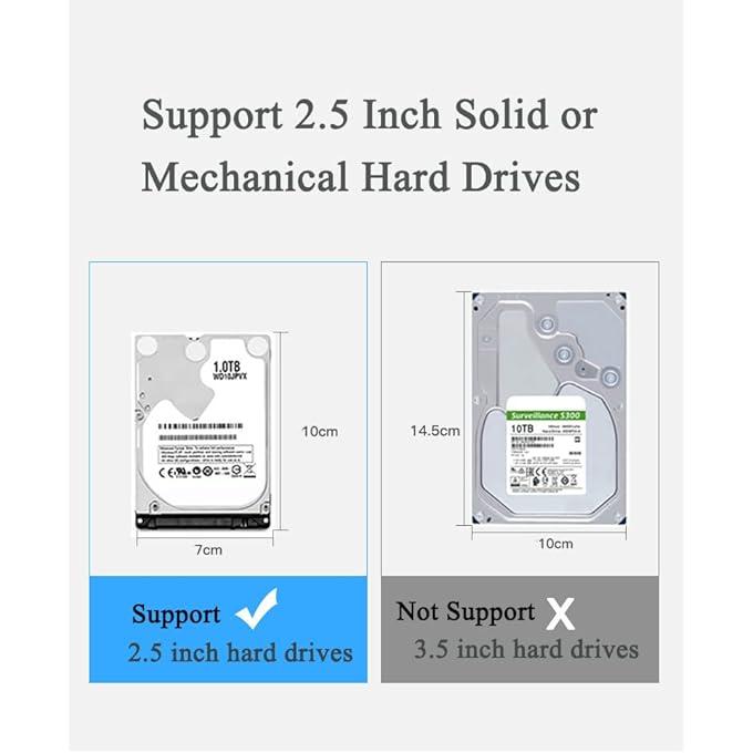 Verilux ® 2.5 INCH HARD DRIVE ENCLOSURE TOOL-FREE EXTERNAL HARD DISK CASE SATA TO USB 3.0 FOR 2.5 INCH SSD & HDD 7MM/9.5MM MAX 2TB SUPPORT SATA COMPATIBLE WITH WD SEAGATE TOSHIBA SAMSUNG HITACHI - Image 2