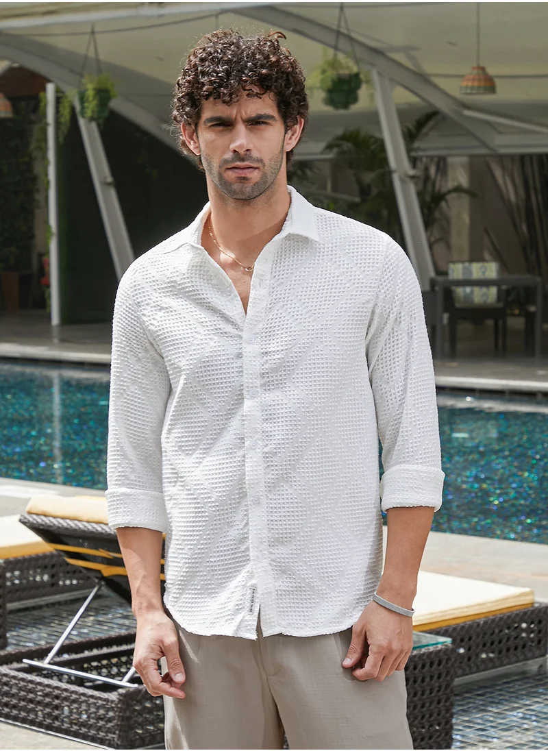 كامبوس سوترا Men's Daisy White Shard-Tactile Shirt