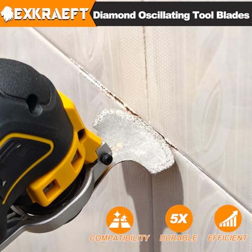EXKRAEFT 5PCS Diamond Oscillating Multi Tool Blades for Grout Removal, Tile Mortar Concrete Masonry, Fits Milwaukee Ryobi Rockwell Fein - Image 4