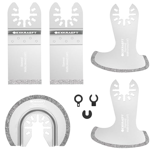 EXKRAEFT 5PCS Diamond Oscillating Multi Tool Blades for Grout Removal, Tile Mortar Concrete Masonry, Fits Milwaukee Ryobi Rockwell Fein - Image 1