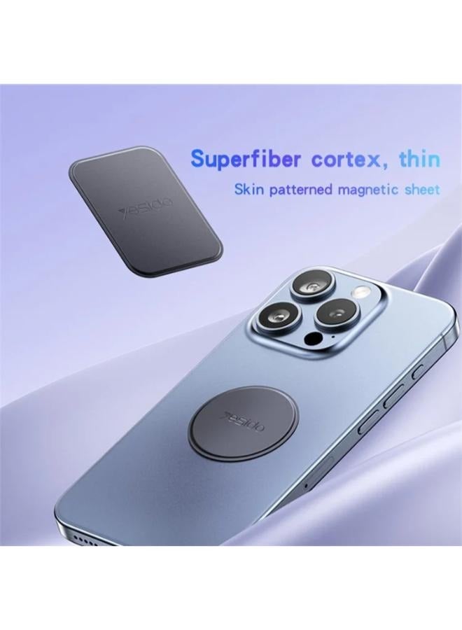 YESIDO C207 2PCS Leather Texture Alloy Sheet Self-Adhesive Phone Back Adapter for Magnetic Wireless Charger - Image 2