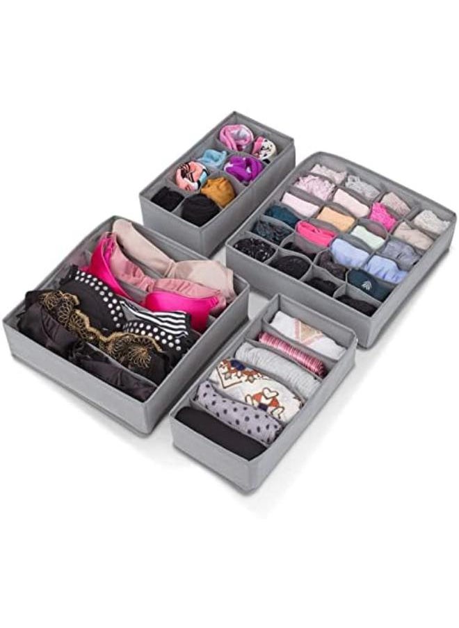 Generic Abin Living Underwear Organizer - Closet Drawers Organizer Storage For Underwear, Bra, Socks And Clothes, Drawer Organizers For Clothing, Panties Organizer For Drawer, Lingerie Organizer, Grey  - Image 1