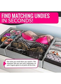 Generic Abin Living Underwear Organizer - Closet Drawers Organizer Storage For Underwear, Bra, Socks And Clothes, Drawer Organizers For Clothing, Panties Organizer For Drawer, Lingerie Organizer, Grey  - Image 4
