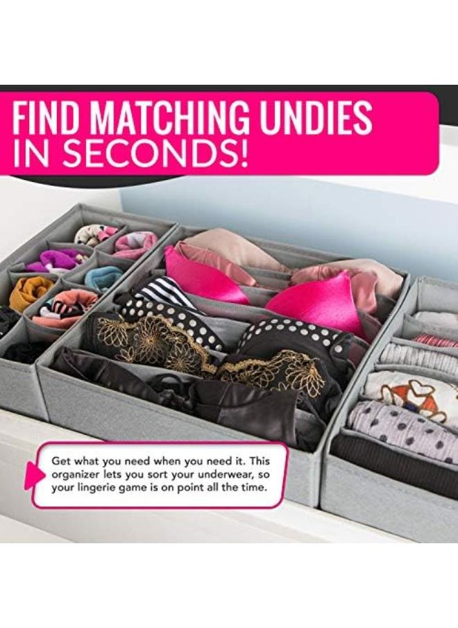 Generic Abin Living Underwear Organizer - Closet Drawers Organizer Storage For Underwear, Bra, Socks And Clothes, Drawer Organizers For Clothing, Panties Organizer For Drawer, Lingerie Organizer, Grey  - Image 4