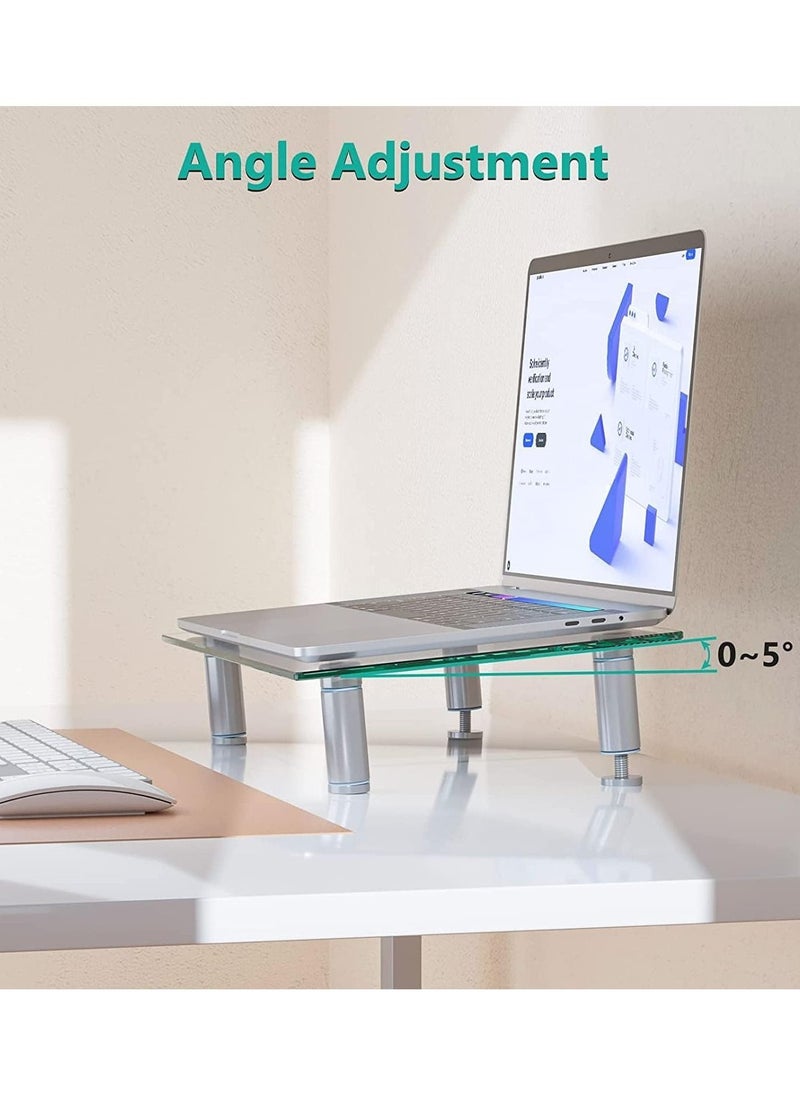 XICEN - Glass Monitor Stand Riser, Height Adjustable Computer Monitor Stand,  Monitor Riser for Laptop TV Computer Screen, Desk Organization,  16 X 10 inch - Image 1