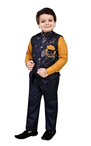 ZOLARIO Stylish and Versatile 3 Piece Clothing Set Dress for Kids Boys, Coat, Pant and Shirt Set, Ideal for Wedding, Casual and Birthday. (7-8 Years, Blue) - Image 1