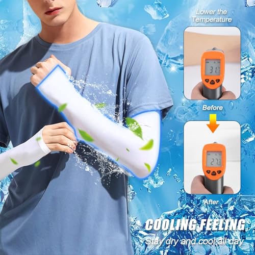 Gozaqe Unisex Arm Sleeves Gloves for Men & Women,3 Pairs,UV Sun Protection Arm Sleeves,Moisture-Wicking Arm Cover for Cycling, climbing, hiking(Black&White&Blue) - Image 3