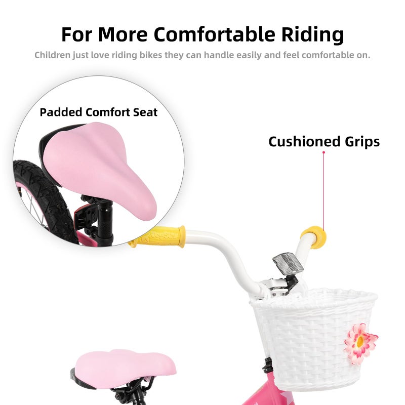 JOYSTAR 14 Inch Girls Bike for 3-5 Years Old 14" Toddler Rainbow Bicycle with Training Wheels and Coaster Brake Kids' Bikes 85% Assembled Pink - Image 4