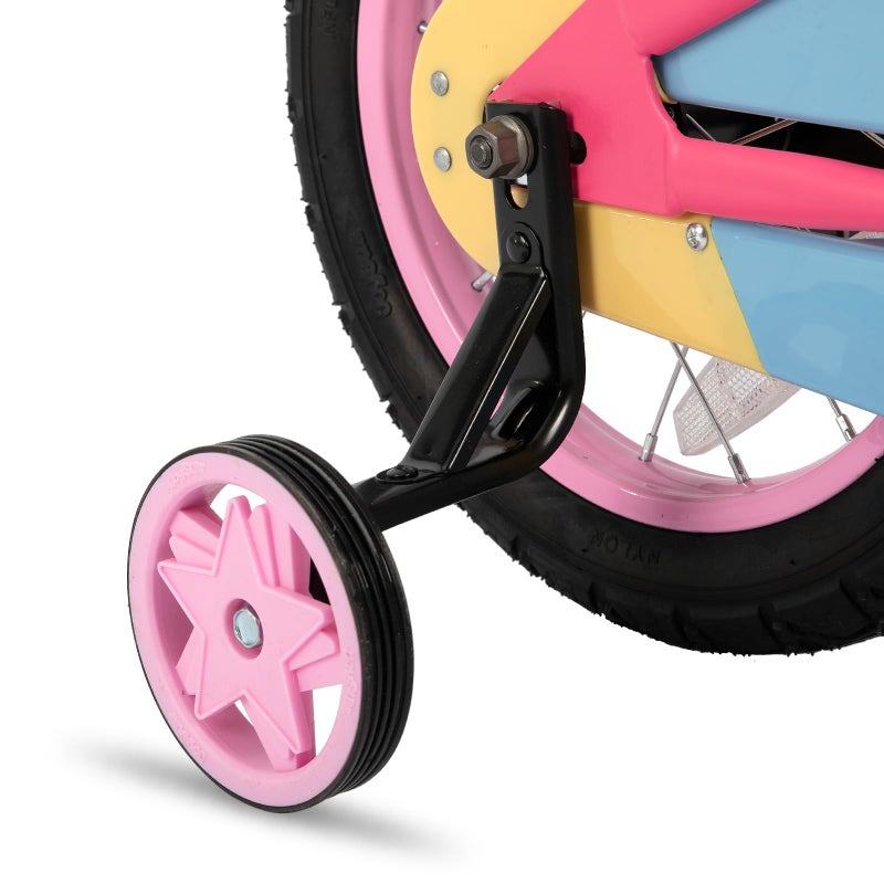 JOYSTAR 14 Inch Girls Bike for 3-5 Years Old 14" Toddler Rainbow Bicycle with Training Wheels and Coaster Brake Kids' Bikes 85% Assembled Pink - Image 5