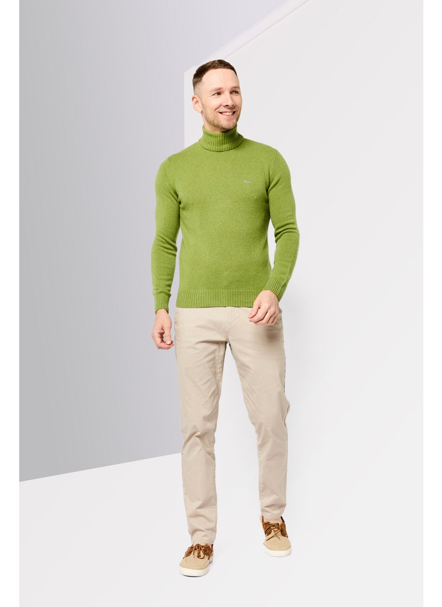 Harmont & Blaine Men Turtle Neck Embroidered Logo Sweater, Green  - Image 2