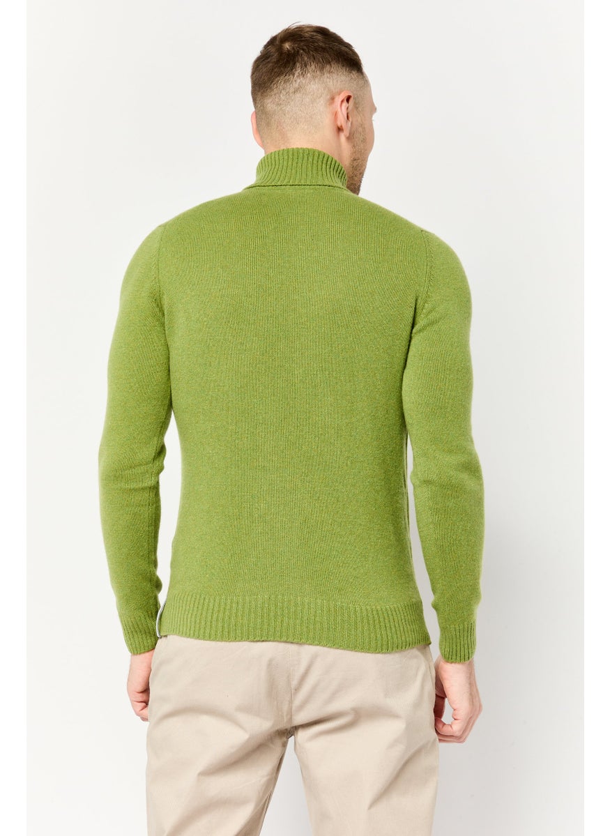 Harmont & Blaine Men Turtle Neck Embroidered Logo Sweater, Green  - Image 4