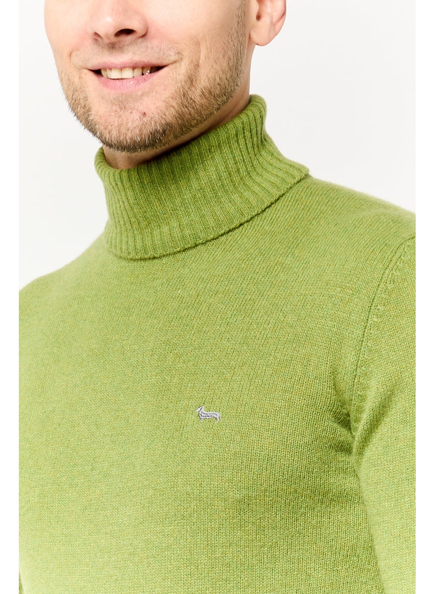 Harmont & Blaine Men Turtle Neck Embroidered Logo Sweater, Green  - Image 3