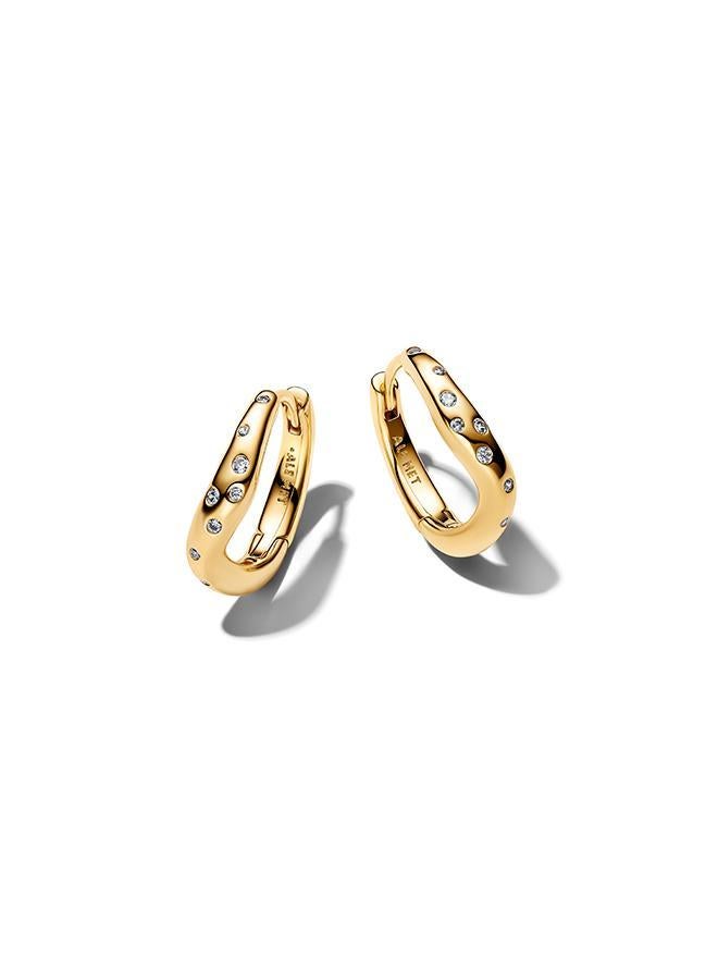 PANDORA Organically Shaped Stone-Set Hoop Earrings - Image 1