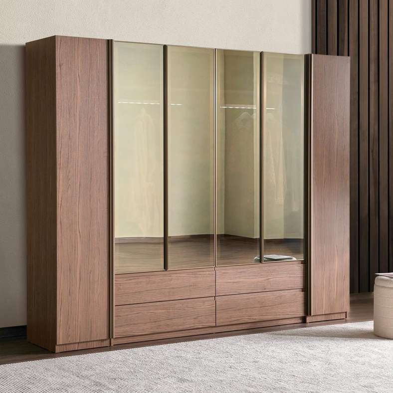 Pan Home خزانة ملابس من الجوز بـ 6 أبواب - Image 1