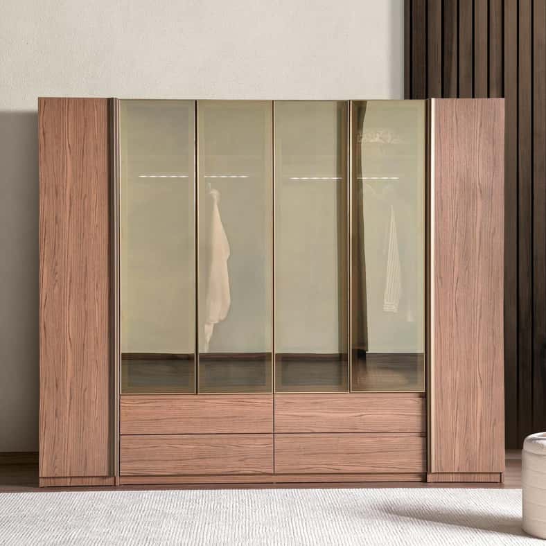 Pan Home خزانة ملابس من الجوز بـ 6 أبواب - Image 3