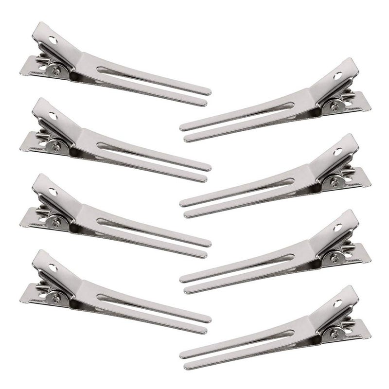 lasenersm 50 PCS Hairdressing Double Prong Pin Curl Clips 178 Inch Metal Alligator Hair Clips for Hair Extensions Hair Salon Barber Stylist