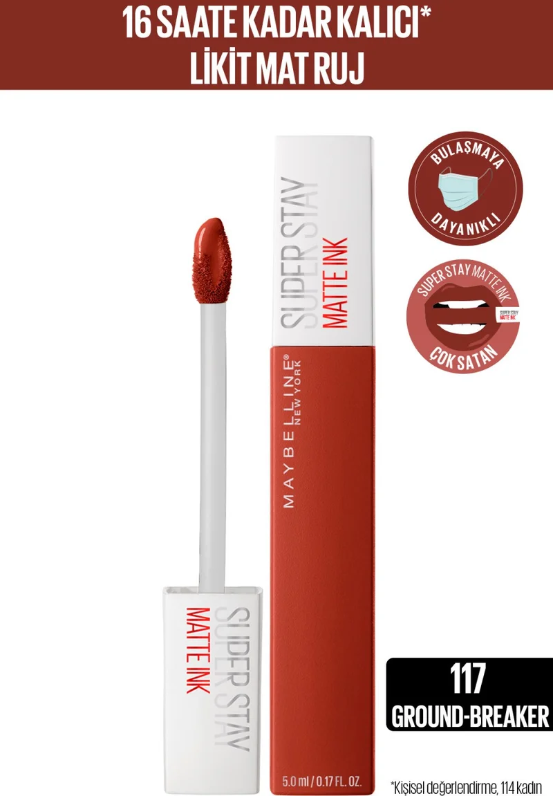 MAYBELLINE NEW YORK Super Stay Matte Ink City Liquid Matte Lipstick - 117 Ground-Breaker - Brown