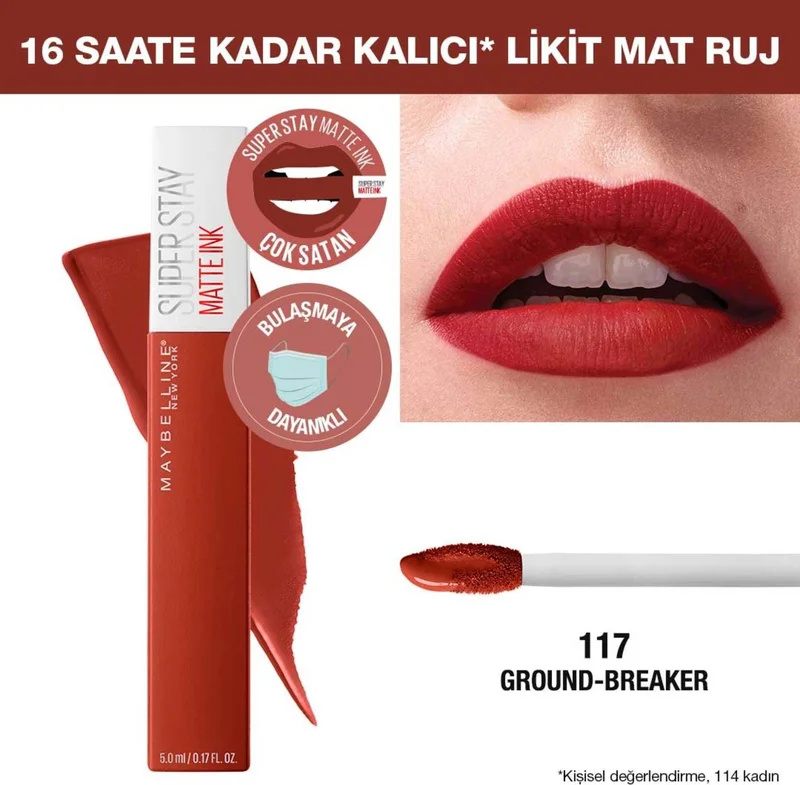 MAYBELLINE NEW YORK Super Stay Matte Ink City Liquid Matte Lipstick - 117 Ground-Breaker - Brown