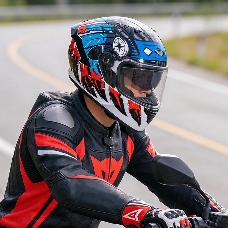 VCOROS X9 Full Face Motorcycle Helmet with Inner Sun Visor and Bluetooth Ready Speaker Pockets - Image 2