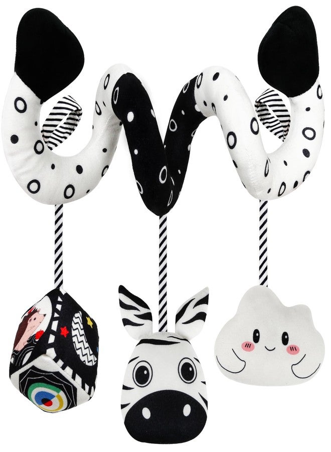 TSYAN Car Seat Toys for Babies 0-6 Months,Hanging Rattle Toys for Crib Mobile, Baby Spiral Hanging Stroller Black and White High Contrast Toys for Newborn 0 3 6 9 12 Months Baby Boys Girls (Zebra) - Image 1