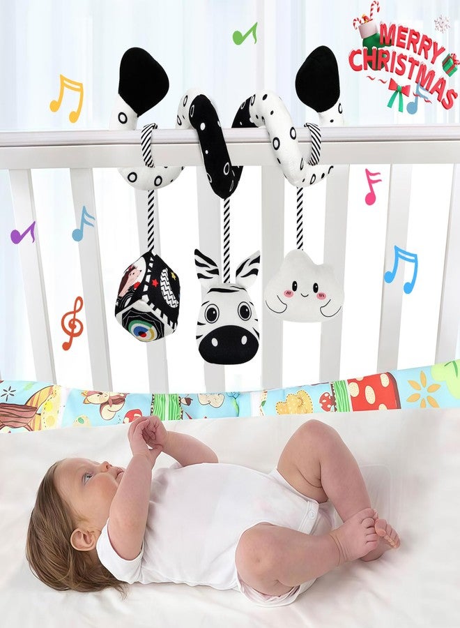 TSYAN Car Seat Toys for Babies 0-6 Months,Hanging Rattle Toys for Crib Mobile, Baby Spiral Hanging Stroller Black and White High Contrast Toys for Newborn 0 3 6 9 12 Months Baby Boys Girls (Zebra) - Image 3