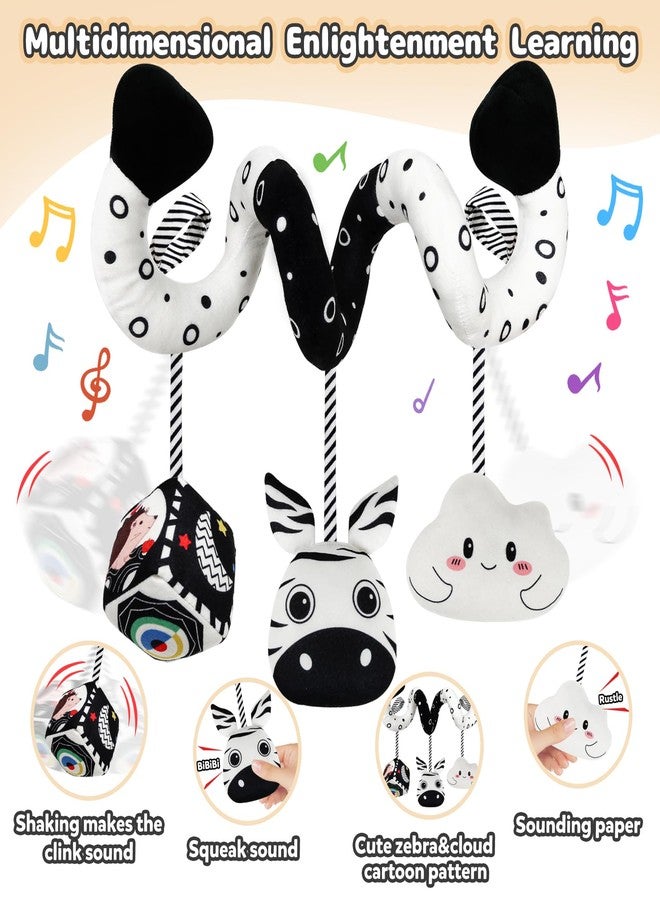 TSYAN Car Seat Toys for Babies 0-6 Months,Hanging Rattle Toys for Crib Mobile, Baby Spiral Hanging Stroller Black and White High Contrast Toys for Newborn 0 3 6 9 12 Months Baby Boys Girls (Zebra) - Image 4
