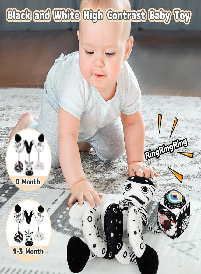 TSYAN Car Seat Toys for Babies 0-6 Months,Hanging Rattle Toys for Crib Mobile, Baby Spiral Hanging Stroller Black and White High Contrast Toys for Newborn 0 3 6 9 12 Months Baby Boys Girls (Zebra) - Image 2