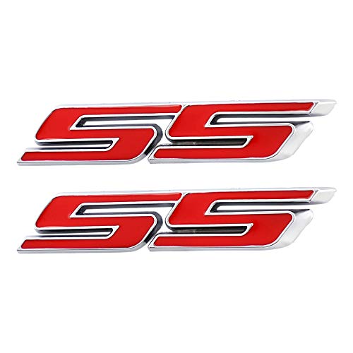 UpAuto 2pcs SS Emblem Metal Super Sport Emblem Badge 3D SS Sticker Parts Camaro SS for Chevrolet Camaro Gm Series (Red) - Image 1
