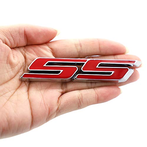 UpAuto 2pcs SS Emblem Metal Super Sport Emblem Badge 3D SS Sticker Parts Camaro SS for Chevrolet Camaro Gm Series (Red) - Image 2