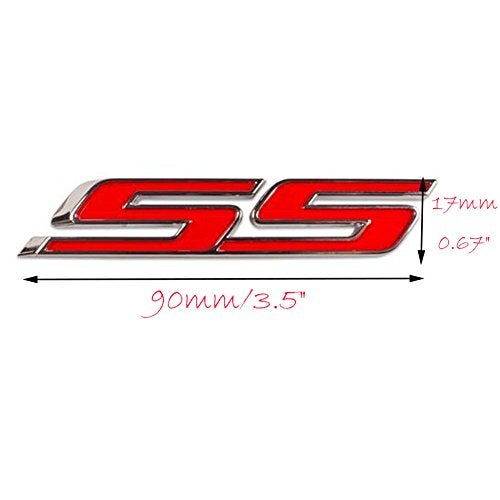 UpAuto 2pcs SS Emblem Metal Super Sport Emblem Badge 3D SS Sticker Parts Camaro SS for Chevrolet Camaro Gm Series (Red) - Image 3