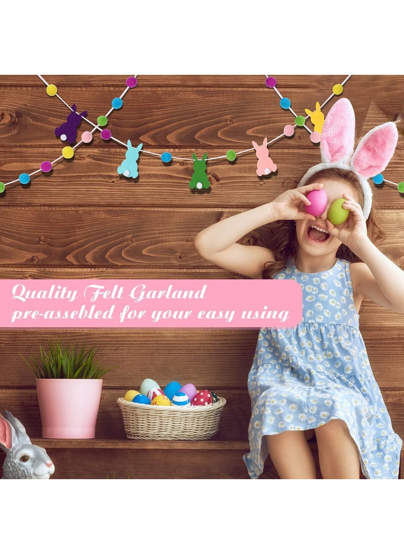 Moukeren Happy Easter Bunny Burlap Banner and 3 Pieces Easter Felt Ball Garland Bunny Decor Bunny Garland Colorful Pom Pom Garland Easter Spring Decor for Easter Spring Theme Party Home Indoor Outdoor Decor  - Image 5
