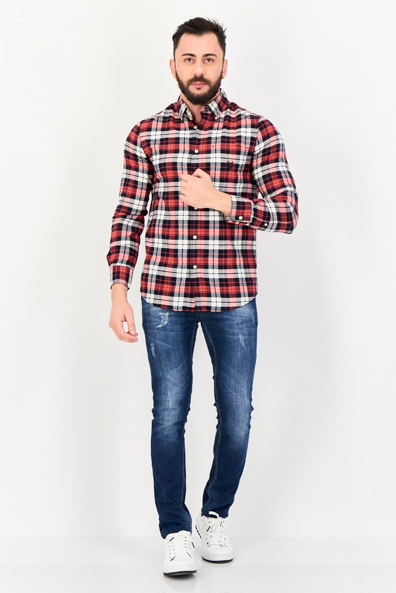 Chaps قميص رجالي بتصميم مخصص بأكمام طويلة مزخرف بمربعات، متعدد الألوان - Image 4