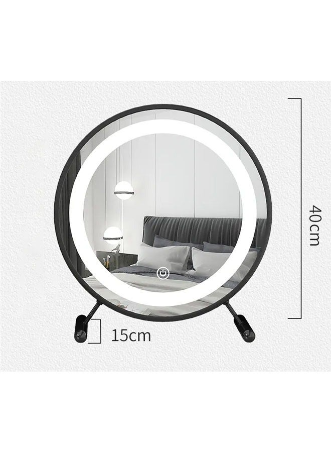 تايمي مرآة مكياج دائرية, مرآة للتسريحة باضاءة ليد مقاس 30×30 سم لتجربة مكياج مثالية ولمسة ديكورية عصرية - Image 5