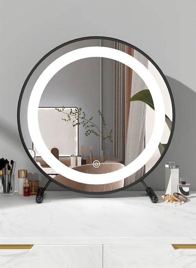 تايمي مرآة مكياج دائرية, مرآة للتسريحة باضاءة ليد مقاس 30×30 سم لتجربة مكياج مثالية ولمسة ديكورية عصرية - Image 2