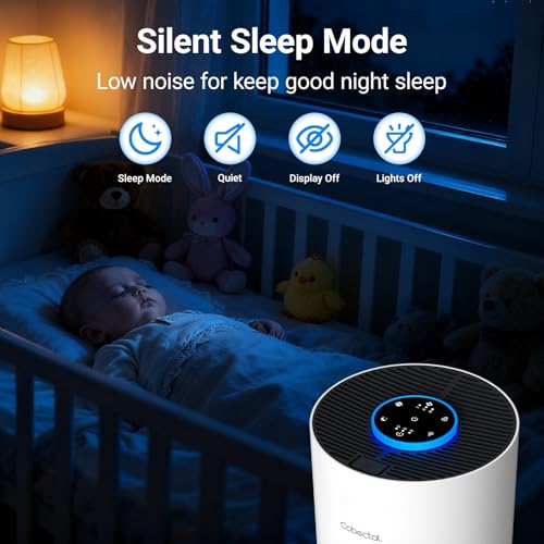 Cobectal Air Purifiers for Bedroom Home, Cobectal Air Cleaner with H14 True HEPA 3-in-1 Filter for Room up to 1050 ft², Aroma Function, Sleep Mode, Portable Air Purifiers for Office, Dorm, RVs, White - Image 5