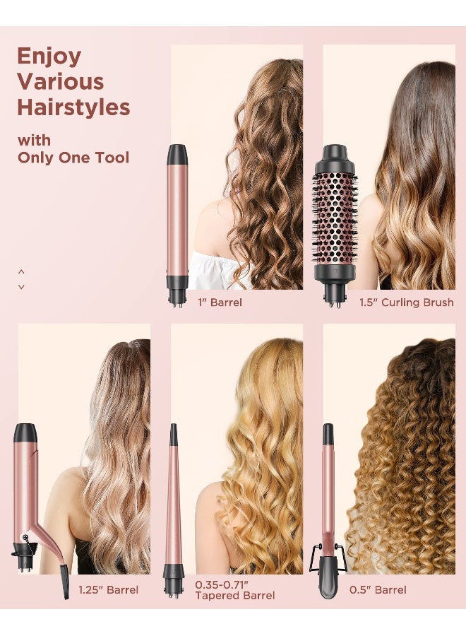 wavytalk مجموعة مكواة تجعيد الشعر Wavytalk 5 في 1 مع فرشاة تجعيد و 4 قضبان سيراميك قابلة للتبديل 035125 تسخين فوري جهد مزدوج لمكواة الشعر - Image 2