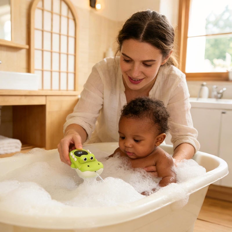 Kids Crocodile Water Spraying Bathtub Temperature Gauge LED Display Toy - Image 4