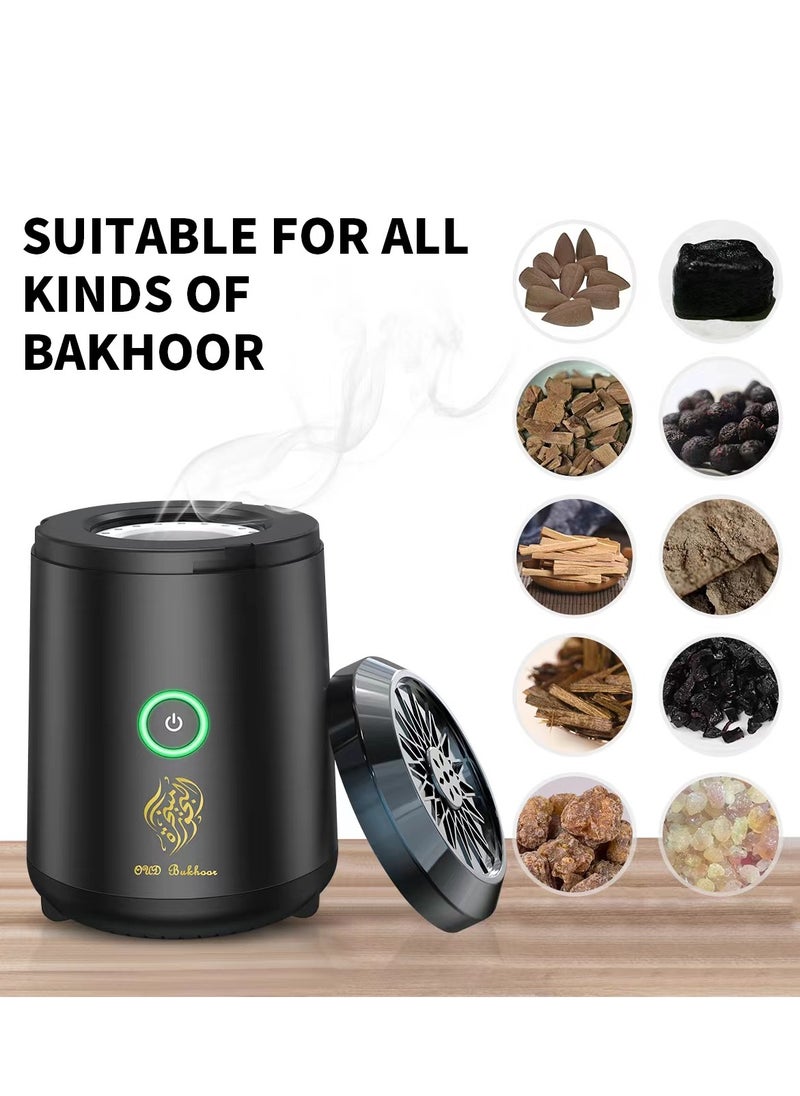 Oud Bukhoor - [Upgrade] Electric Mini Incense Burner Portable USB Rechargeable Aroma Diffuser Fresh Scent Black - Image 1