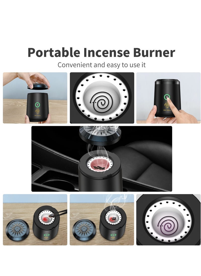 Oud Bukhoor - [Upgrade] Electric Mini Incense Burner Portable USB Rechargeable Aroma Diffuser Fresh Scent Black - Image 1