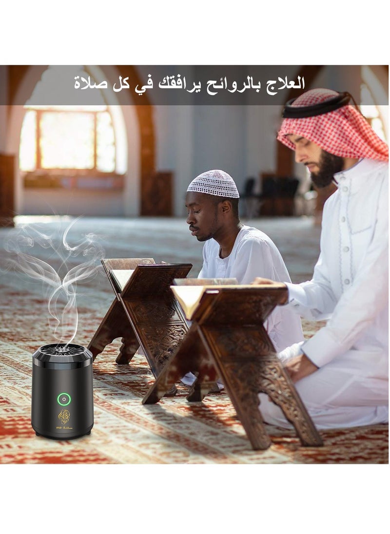 Oud Bukhoor - [Upgrade] Electric Mini Incense Burner Portable USB Rechargeable Aroma Diffuser Fresh Scent Black - Image 1