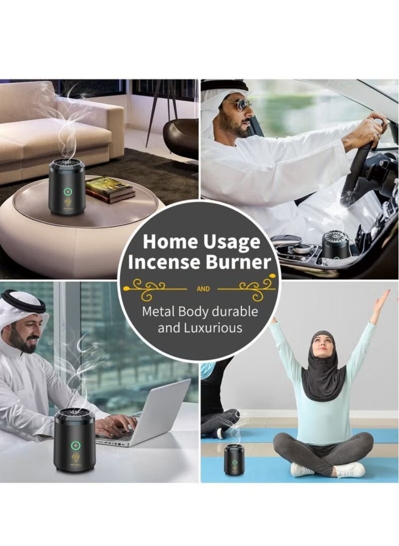 Oud Bukhoor - [Upgrade] Electric Mini Incense Burner Portable USB Rechargeable Aroma Diffuser Fresh Scent Black - Image 1