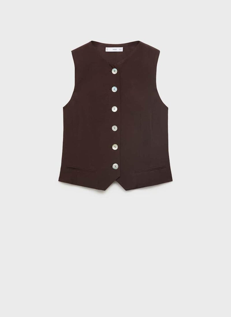 MANGO - Suit Waistcoat With Buttons - Image 1