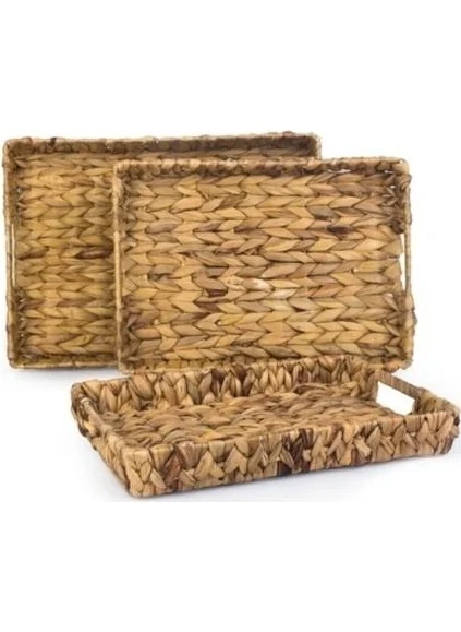 أكار 20 3 Piece Rectangular Wicker Tray Set