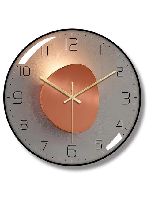 Qiccijoo Wall Clock,3D Curved Glass Large Wall Clock,12-inch Silent Non-Ticking Round Classroom Clock, Battery Operated Easy to Read Decorative Wall Clocks,Stylish Kitchen Wall Clock(Orange)