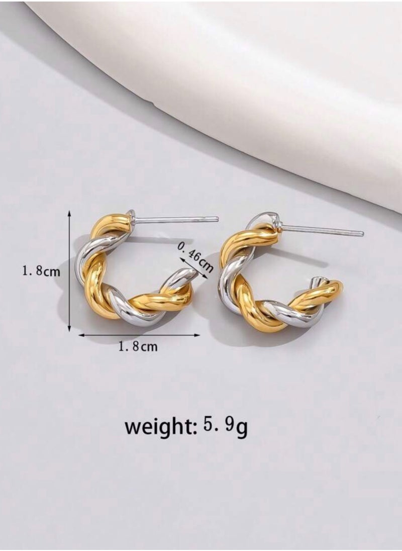 Equal - Elegant Women's Gold & Silver Stainless Steel Earrings - Image 1