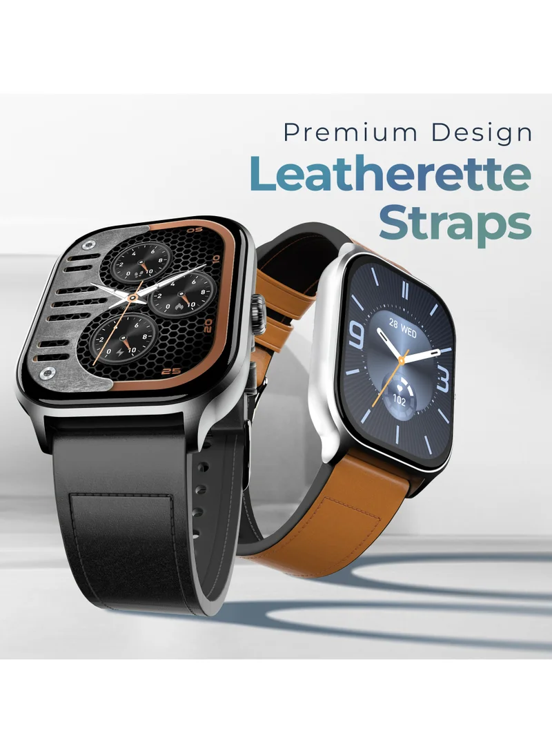 Pebble Edge 2.01" True HD Display, Premium Leather Strap, Light Weight Design, Health suite, BT Calling, Calculator,
