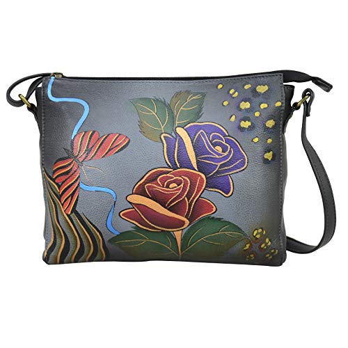Anna by Anuschka Womens Crossbody Rose Safari Grey, Medium - Image 5