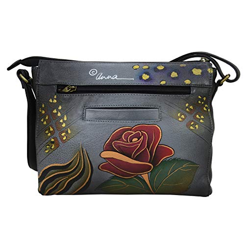 Anna by Anuschka Womens Crossbody Rose Safari Grey, Medium - Image 2